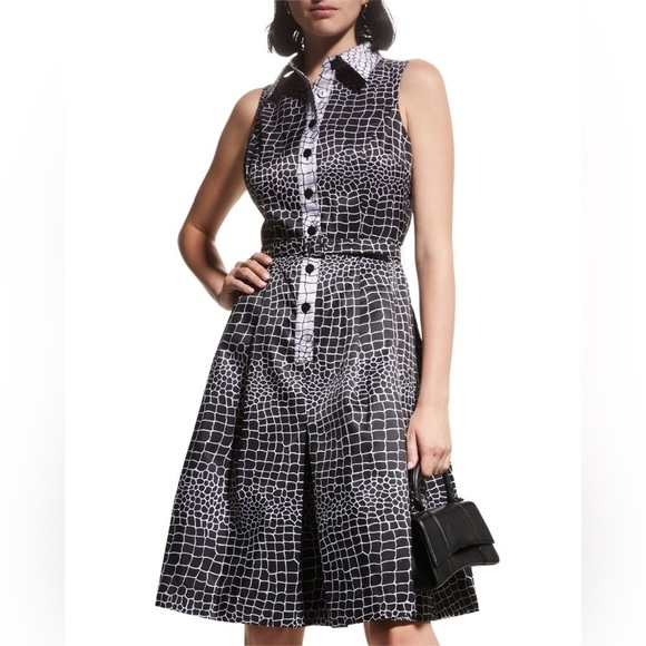 NEW TERI JON BY RICKIE FREEMAN Giraffe Print Shirtdress sz 4 $480 - Picture 2 of 8